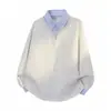 Qisensui Primavera e Outono Masculino e Feminino Falso Duas Peças Manga Longa Camisa Polo Gola Suéter Jaqueta M~8Xl