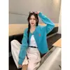 Cardigan de Tricô com Mangas Longas e Bordado de Coração Feminino Outono Inverno 2026 Novo Estilo Redutor de Idade Estilo College Peça Externa Petite Top