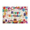 Manteles individuales con tema de cumpleaños con estampados de pastel feliz y globos, resistentes al calor, para decoración del hogar y restaurante, tapetes de mesa