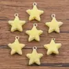 10 cores 17x 19mm Acessórios de resina DIY pingente de rosa totalmente gravado estrela de cinco pontas acessórios para joias