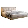 Cama de couro estilo creme moderna minimalista de luxo para quarto principal com armazenamento nova cama de casal macia estofada estilo tecla de piano cama de casamento