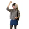 Cárdigan de Punto Retro Versátil de Doble Botonadura de Cuello Alto para Mujer, Nueva Moda Otoño e Invierno Suéter Abrigo Holgado de Color Sólido con Cuello Alto