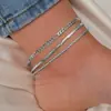 Conjunto de Tornozeleiras de Três Peças Estilo Boêmio Transfronteiriço Europeu e Americano com Corrente de Cobra Lisa e Corrente Torcida para Mulheres Verão Praia Multicamadas