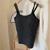 Camisole Listrada Emagrecedora Plus Size e Amiga de Pessoas Gordas para Outono e Inverno com Bojos Alças Cruzadas 160 Jin Pode Usar Costas Bonitas Feminino Transfronteiriço