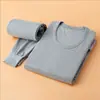 Novo conjunto de roupa íntima térmica masculina 100% algodão, roupas e calças de outono para homens de meia-idade e idosos, 100% algodão, fino, sem felpa, gola redonda média