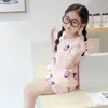 Traje de Manga Corta para Niñas, Pijamas para Niños, Ropa de Verano 100% Algodón para Niñas Pequeñas, Ropa Delgada para Aire Acondicionado, Ropa de Casa para Niños Medianos y Mayores