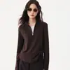 Capa base térmica de forro polar con media cremallera para mujer, Otoño e Invierno, Ropa interior cepillada engrosada, Sudadera elegante con cuello alto, Top grueso y cálido