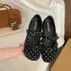 Novos sapatos de salto baixo com laço para saia, sapatos Mary Jane doces combinando com outono de 2026, salto oculto, bolinhas onduladas femininas