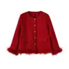 Jaqueta Matelassê de Algodão Estilo Chanel em Tweed de Lã para Mulheres, Novo Modelo de Inverno, Luxuosa e Quente, Elegante Top 413852