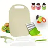 Juego de Cuchillos de Cocina de Plástico para Niños, Moldes para Galletas, Delantal Estampado de Papa, Guantes, Cuchillo Ondulado para Papa, Tabla de Cortar, Traje