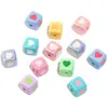 Novas Miçangas Quadradas Cor Macaron Miçangas Quadradas Coração Corrente para Celular Chaveiro Miçangas Soltas Venda por Atacado