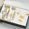 Relógio Feminino Che Yin Moda Temperamento Luxo Boutique Conjunto Caixa de Presente Conjunto de Pulseira e Joias para Mulheres 5 PEÇAS