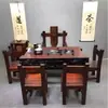 Mesa de Té de Madera Maciza, Tetera, Mesa de Té de Oficina Estilo Chino Nuevo Madera de Barco Viejo, Sala de Estar, Combinación de Mesa de Té y Sillas para el Hogar