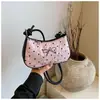 Bolsa de Seersucker Dulce Coreana con Lazo para la Axila para Mujer, Bolso de Hombro Cruzado de Contraste Negro y Rosa de Alta Gama, Bolso para el Trabajo