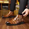 Botas de cuero exclusivas transfronterizas para hombre, zapatos formales casuales de caña alta sin cordones para caballero, talla grande 48, cremallera lateral, botas Martin para todas las estaciones