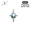 Aretes de Aleación de Titanio F136 con Estrella de Ocho Puntas e Incrustación de Circonita, Sensación de Alta Gama, Labret con Rosca Interna, Joyería para Piercing de Aleación de Titanio G23
