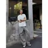 Pantalones Cargo Funcionales Americanos para Hombre, Marca Trendy de Calle, Pantalones Largos Rectos de Pierna Ancha, Pantalones Sueltos Pesados Versátiles Casuales