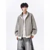 Nueva Chaqueta Deportiva Bloque de Color para Hombre Otoño/Invierno Abrigo de Espiga con Hilo Plateado Sudadera con Capucha de Estilo Coreano de Moda Cuello Alto de Moda