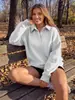 Moletom de gola polo estilo americano com meia-abertura para mulheres, importado da Amazon, corte solto, ombro caído, manga longa, blusa de puxar casual