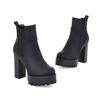 Botines Botas de Otoño e Invierno para Mujer Negro Gris Punta Redonda Impermeables Plataforma Tacón Grueso Tacón Súper Alto Banda Elástica Botines Tobilleros Botines Cortos
