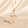 Collar Cruz de Cobre Zirconio Chapado en Oro Real Hip Hop Diseño de Nicho Joyería con Sentido Avanzado Transfronterizo Europeo y Americano