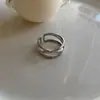 Anillo de Línea Cruzada Chapado en Plata de Ley 925 Transfronterizo para Mujer Ins Simple 2025 Nuevo Verano Elegante Moderno Anillo Abierto