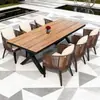 Mesas y sillas de exterior para villas, patios, jardines, terrazas de ocio, sillas de ratán, juegos de mesa de madera plástica, mesas y sillas de ratán tejido de exterior