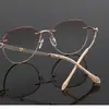 Gafas sin montura para mujer, Gafas para miopía ultraligeras con corte de diamante para mujer, Se pueden equipar con lentes graduados para caras grandes, Gafas sin montura con graduación