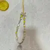 Nova corrente de pérolas de vieira para celular diy corrente de celular com contas cordão pingente de cauda de peixe corrente pequena e fresca anti-perda