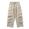 Estilo Montaña Americana Funcional al Aire Libre Pantalones Cargo de Pierna Ancha para Hombre Verano Pantalones Finos Moda Masculina Casual Pantalones Largos