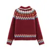 Suministro Exclusivo Transfronterizo de Ropa para Mujer Amazon 2025 Otoño e Invierno Nuevo Suéter de Punto con Cremallera Doble Jacquard de Alta Gama