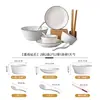 Estilo Escandinavo Casual Linha Preta Conjunto de Louça de Cerâmica para 2-10 Pessoas Pratos Criativos para Casa Tigelas e Hashis Conjunto de Talheres Presente