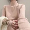 Suéter de punto de cuello alto de lana para mujer, camisa base de otoño e invierno, no pica, disimula la grasa corporal, hombro normal, capa interior, suéter cálido 71078