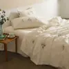Suave y sedoso~ Juego de cuatro piezas de colcha de verano refrescante 60s Lenzing Tencel lavable con bordado floral, colcha sedosa de aire acondicionado, colcha de verano