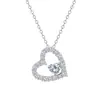 Collar de Corazón Brillante con Diamantes Completos de Nuevo Estilo Transfronterizo, Diseño de Nicho de Lujo Ligero, Cadena para Clavícula con Colgante de Circonita de Alta Gama para Mujer