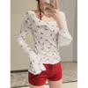 Camiseta de Manga Larga con Estampado de Lazo para Mujer, Malla de Verano con Protección Solar, Puro Deseo, Dulce y Picante, Nicho, Chica Caliente, Top Delgado