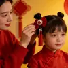 Grampo de Cabelo Laço Estilo Chinês de Ano Novo para Meninas, Acessório de Cabelo Festivo com Borla Infantil, Presilha de Cabelo Estilo Antigo, Adorno de Cabeça para o Ano Novo