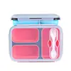 Amazon caja de almuerzo de silicona de grado alimenticio de dos compartimentos caja de conservación caja de almuerzo térmica caja de conservación portátil plegable para exteriores