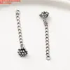Plata de Ley S925 Moneda Calabaza Calabacín Caqui Cadena de Extensión Retro Vieja DIY Hecha a Mano Cadena de Acabado