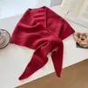 Chal bufanda triangular, estilo coreano, bufanda de lana lisa simple para otoño e invierno, elegante chal de punto cruz combinado con un chaleco pequeño