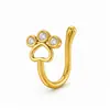 Pinza para la nariz en forma de U sin perforación, aro para la nariz sin perforación de moda europea y americana transfronteriza, pinza para la nariz de cobre exquisito incrustada con circonita, producto de piercing de comercio exterior