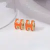 Conjunto de Collar y Aretes Taigang con Letra H que No se Desvanece, Aretes Colgantes de Oro Rosa 18K con Goteo de Aceite de Lujo Ligero, Estilo Ins