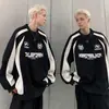 Sudadera Retro Estilo Americano Cuello Redondo Forro Polar para Hombre Ripper Guapo Sentido de Alta Gama Ropa Cubo Sin Capucha Traje de Hockey sobre Hielo Suéter Abrigo