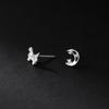 Nalan Plata de ley S925 fresca y dulce estilo ins diseño nicho con aretes de mariposa luna de diamante M06497