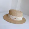 Nuevo Sombrero de Paja Raffia con Encaje de Ala Plana para Mujer, Estilo Retro Japonés de Ala Plana, Sombrero de Sol Protector Solar, de Moda
