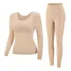 Ropa interior sin costuras, ligera, cálida, con copas integradas, antiestática y que embellece la piel, conjunto de top y pantalones de otoño para mujer
