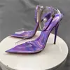 Zapatos de tacón alto elegantes de punta fina de alta gama, sandalias de una tira transparentes de verano de moda sexy para mujer, versátiles y elegantes
