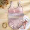 Sujetador deportivo sin costuras con letras en contraste de color para mujer, ropa interior deportiva sin aros para correr y fitness