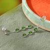 Yuebao Jewelry S925 Prata Esterlina Hetian Jasper Retro Simples Ovo Noodles Brincos de Borla Elegantes Brincos de Prata All-match