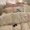 Juego de Cama Azul Estrella Ins de Cuatro Piezas Algodón Lavado Ropa de Cama de Peluche Linda Funda de Edredón Cama Individual Dormitorio Juego de Tres Piezas 4
